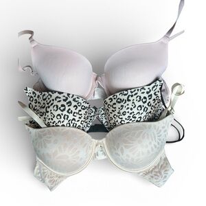 Bras 34B Pink, Cream, and Leopard Print Bra Set